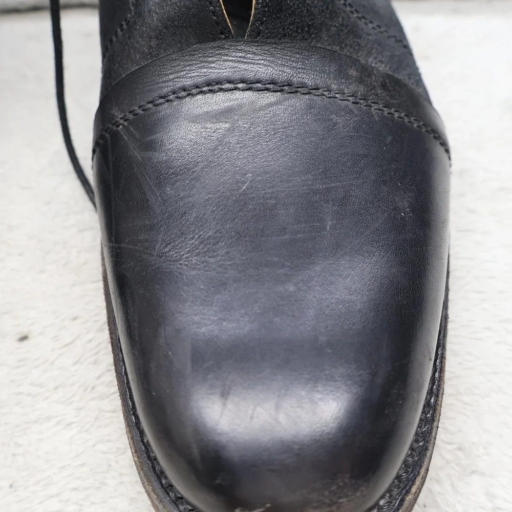 Grenson Mens 11 Boots Black Dress Shoes Leather Cap Toe Lace Up Classic 5085 01